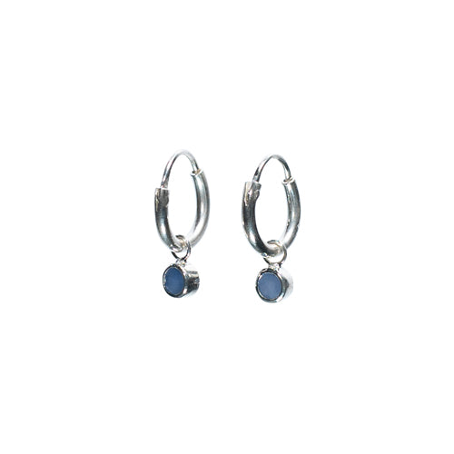Faceted Sapphire Stone Drop Hoop Earrings 12mm - Handmade Bali