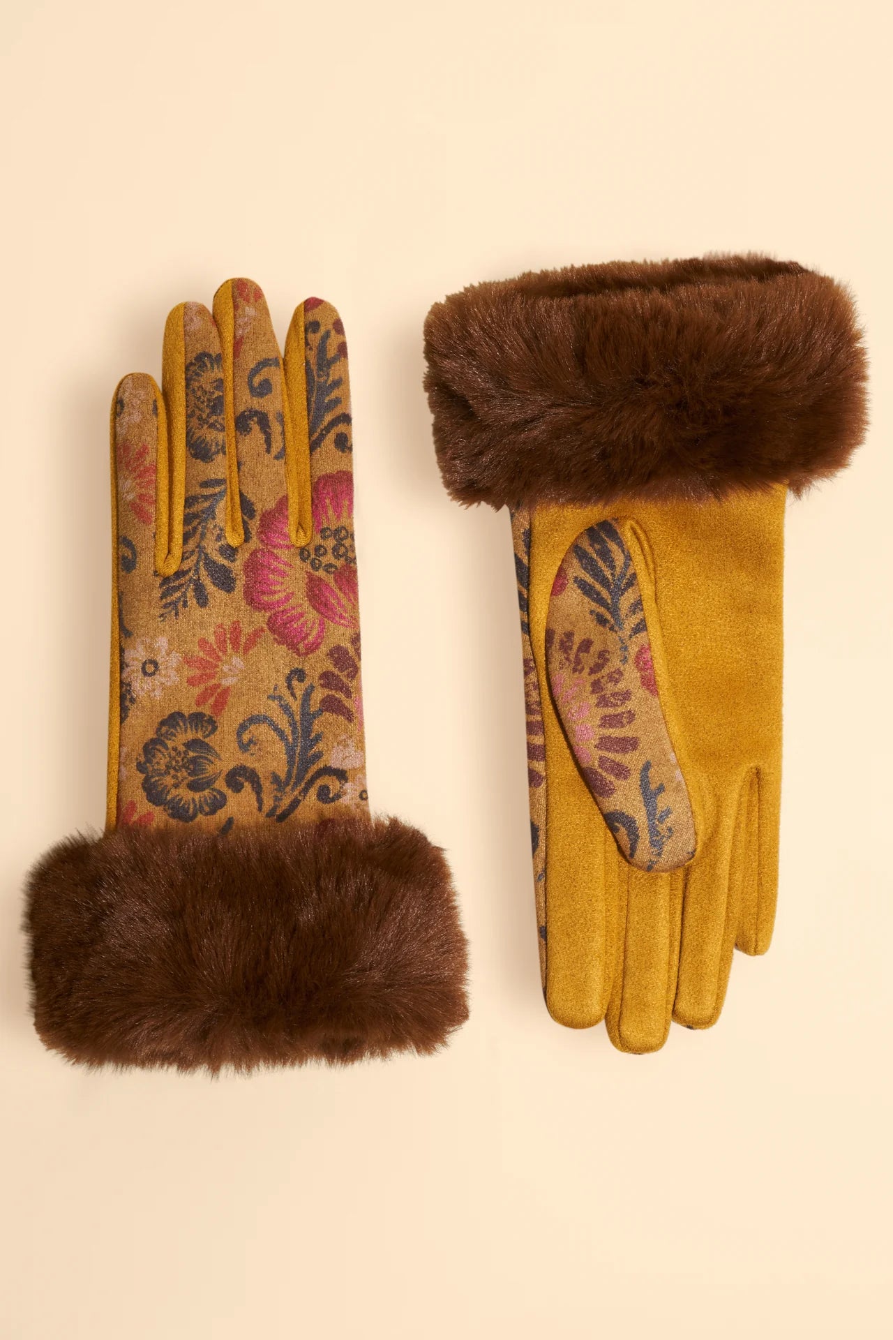 Bernadette Gloves Mustard Floral