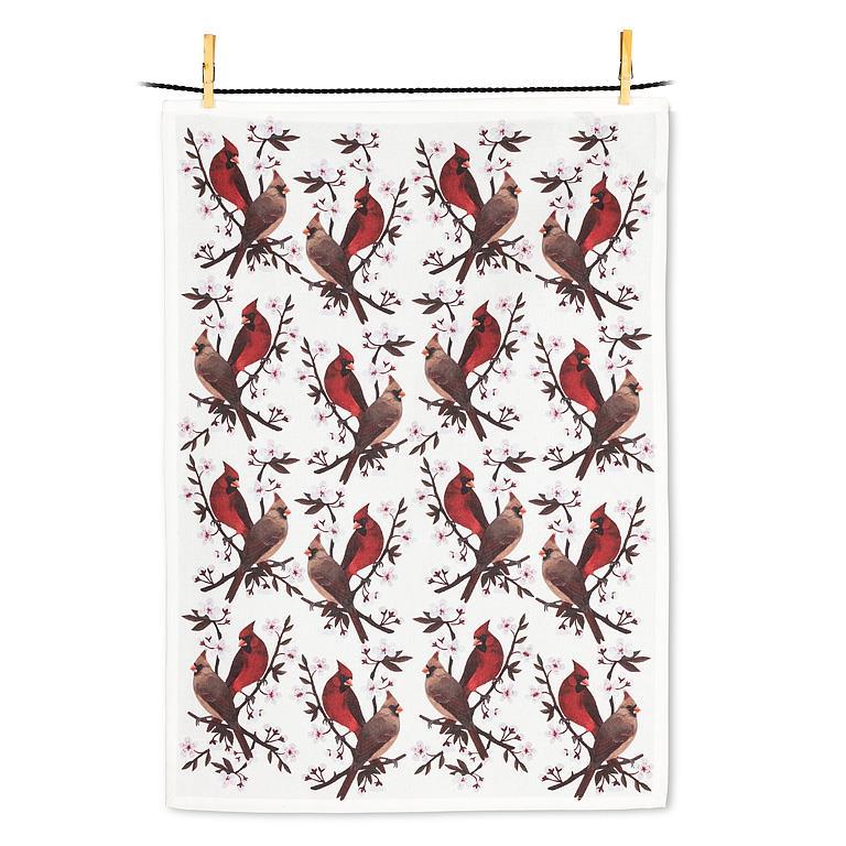 Cardinals and Cherry Blossoms Kitchen Towel