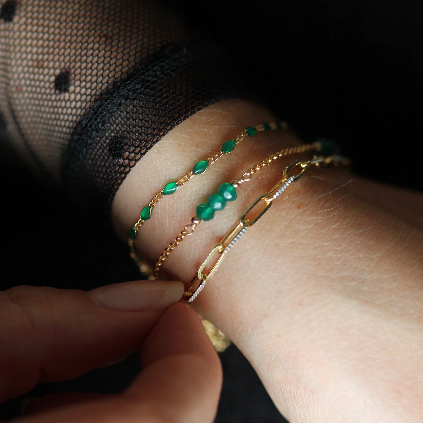 Dottie Bracelet - Green Onyx