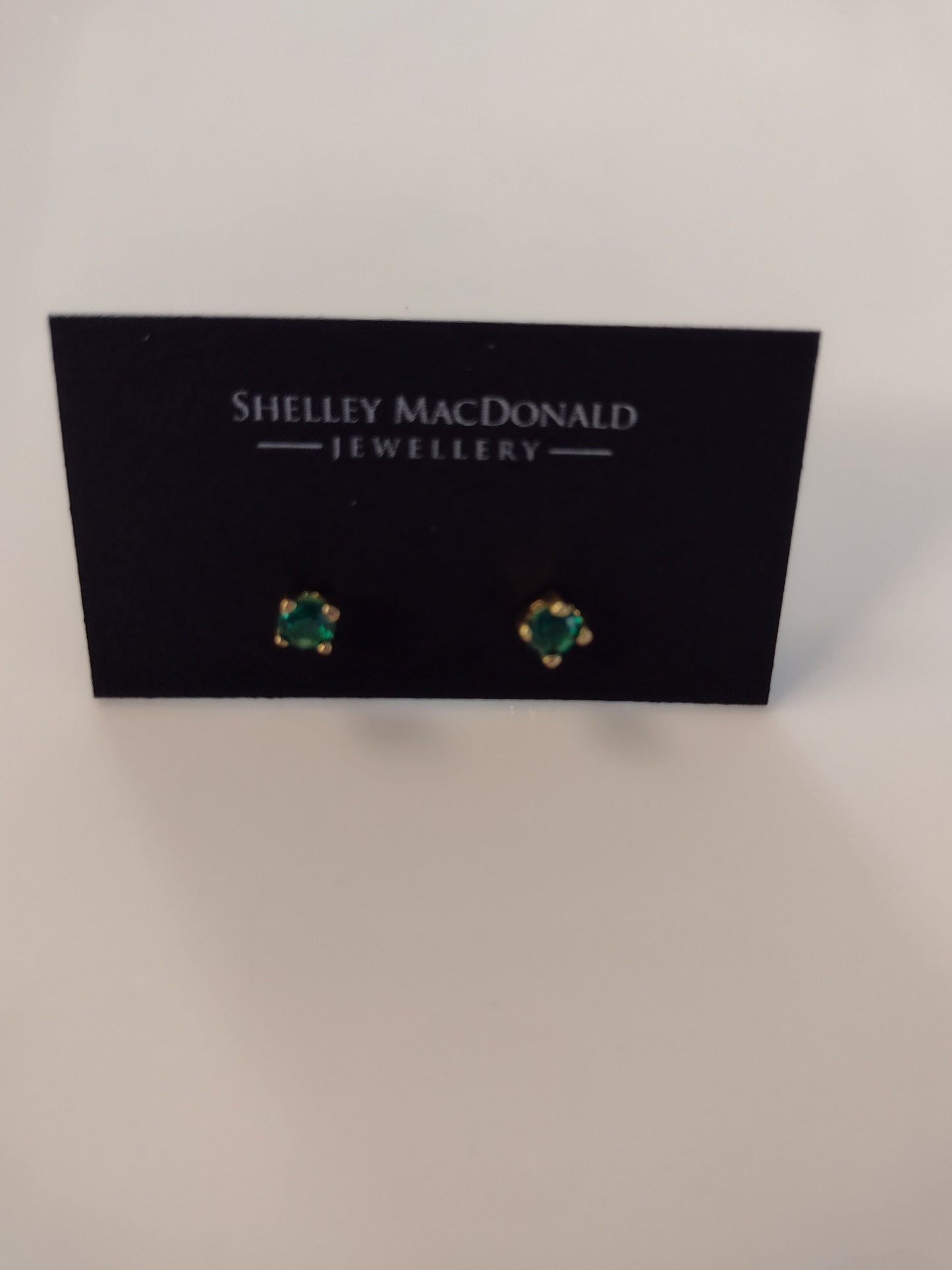 Emerald Gold Filled Stud Earrings