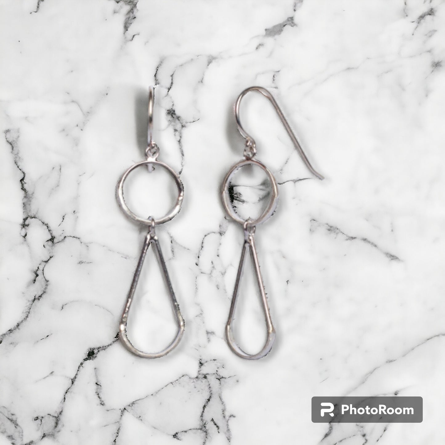 Hammered Circle with Teardrop Earrings