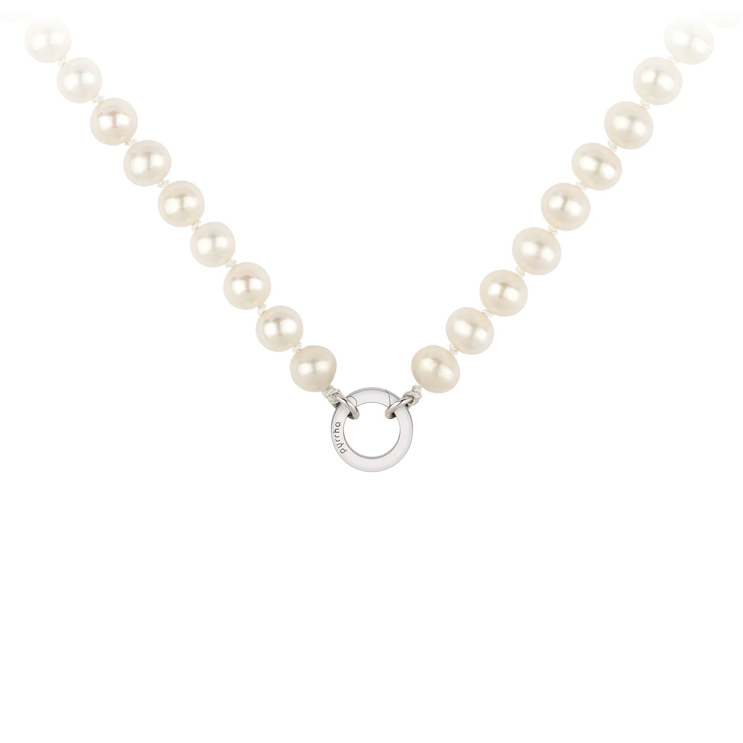 Ivory Knotted Pearl Necklace 18" with Talisman Clip - Pyrrha