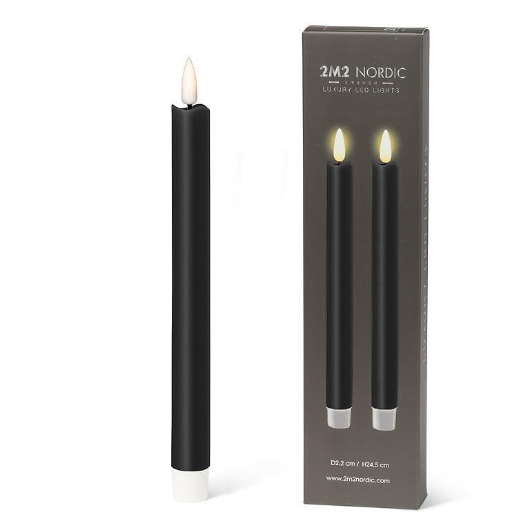LED Taper Candle Set of 2 Black