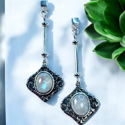 Boucles d'Oreilles Raza Howelite & Onyx Noir