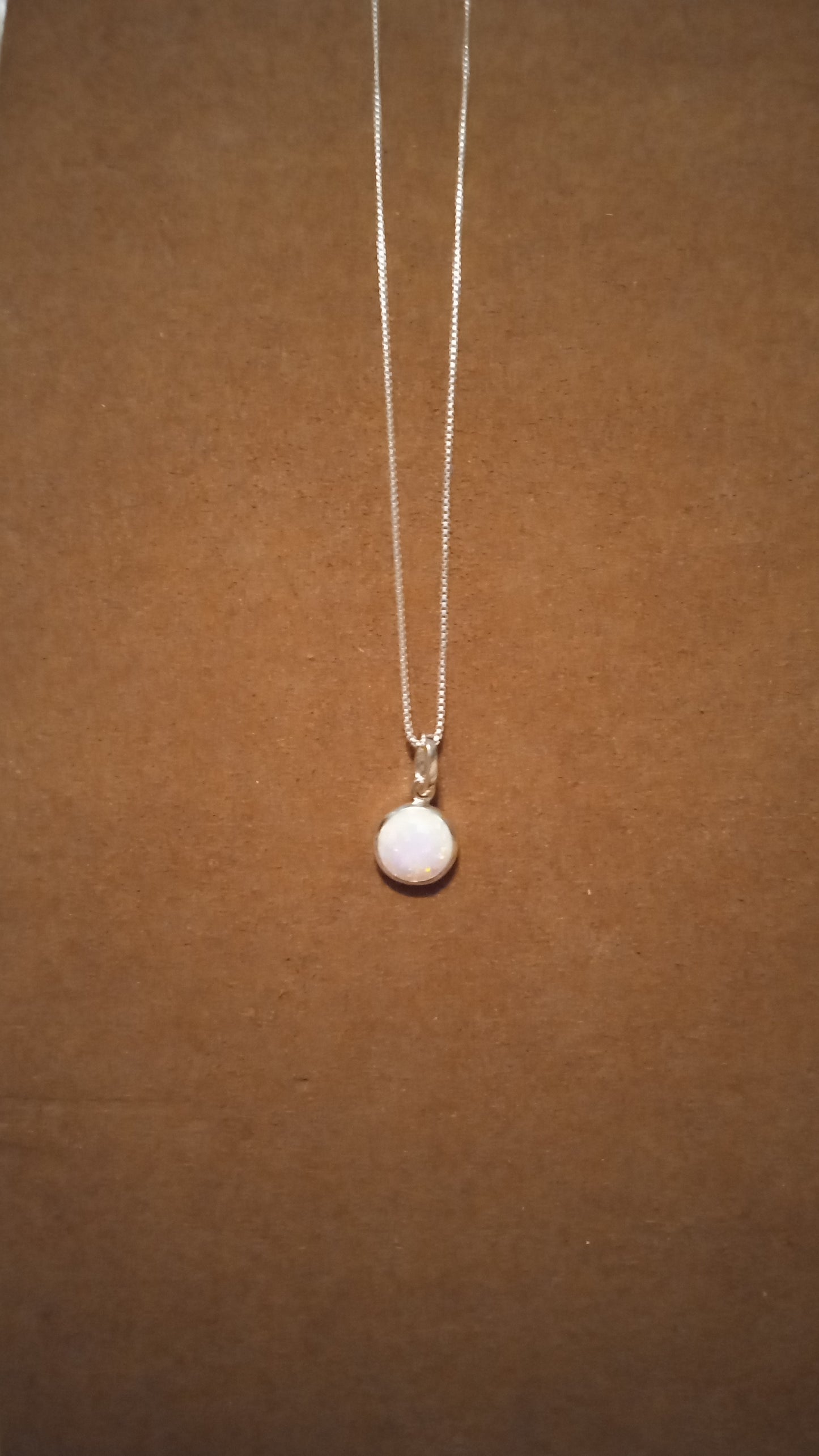 Medium Opal Necklace 8mm Sterling Silver - Handmade Canada