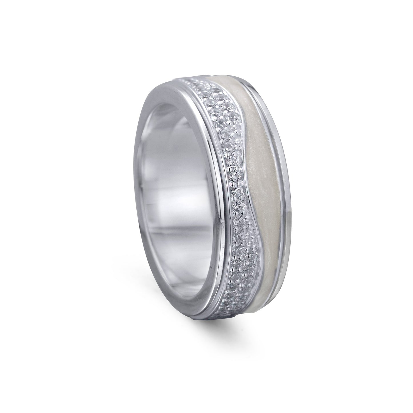 Serene Meditation Ring 13mm Sterling Silver - Textured Spinner
