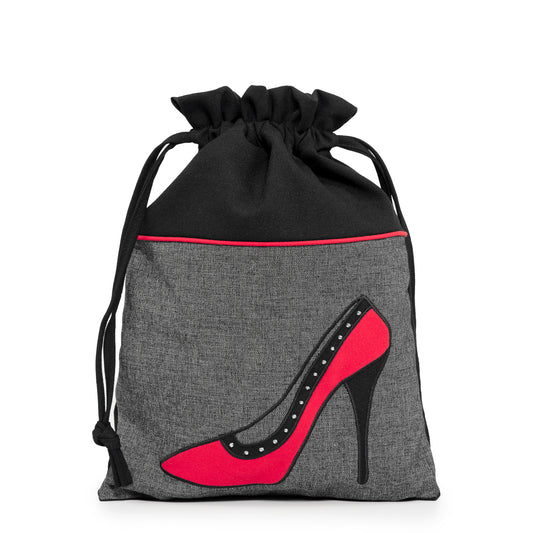 Shoe Bag with Studded High Heel