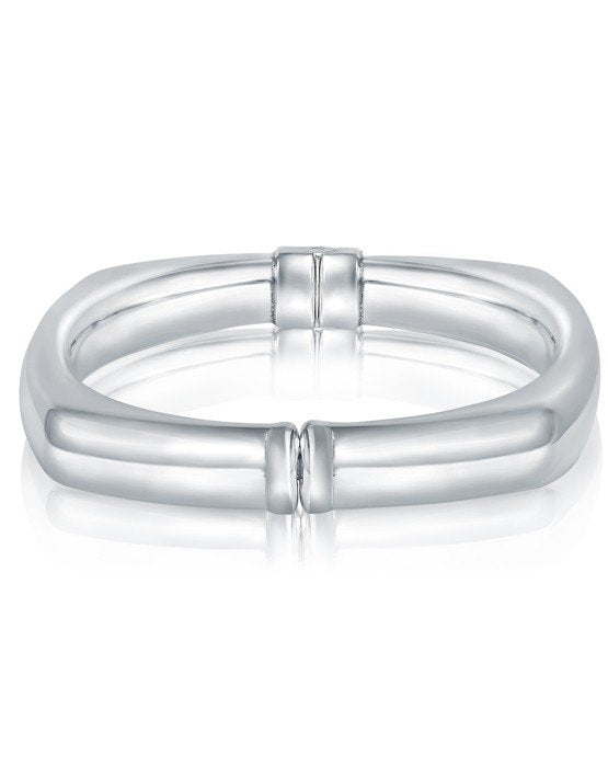 Square Closed Bangle Sterling Silver Electroform Paisley - Larus