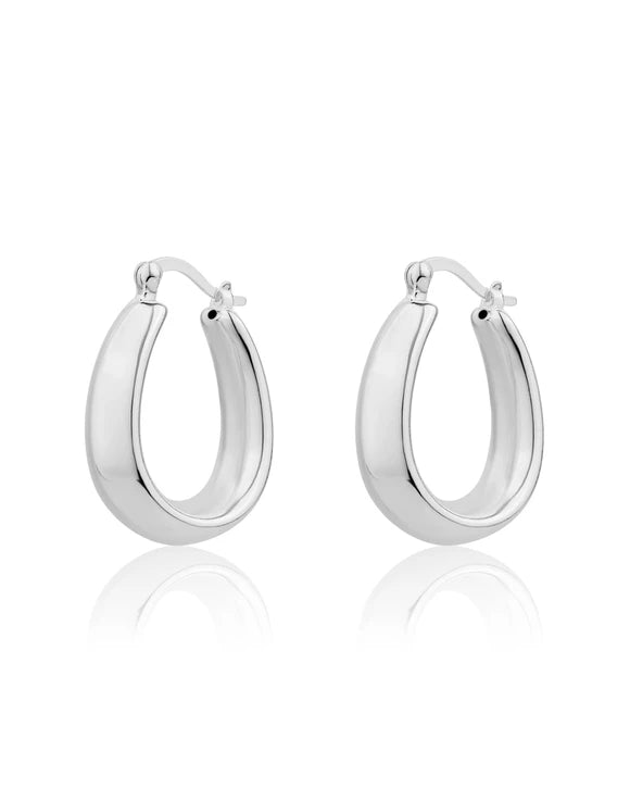 Teardrop Hoop Earrings Sterling Silver