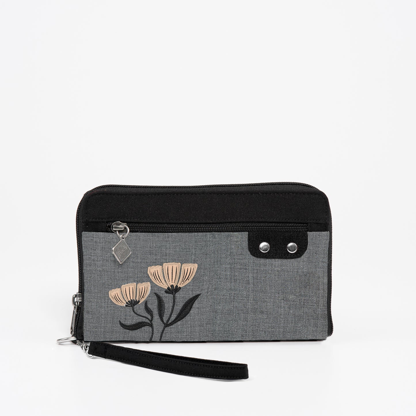 Wallet Purse with Two Flowers Sand