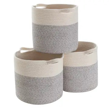 Woven Cotton Basket with Handles