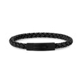 Woven Leather Bracelet 6mm Grey 8" - Men's Stainless Steel