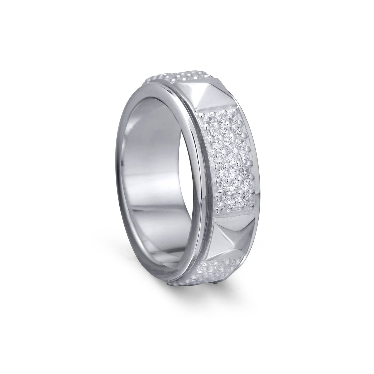 Zen Meditation Ring 13mm Sterling Silver - Textured Spinner