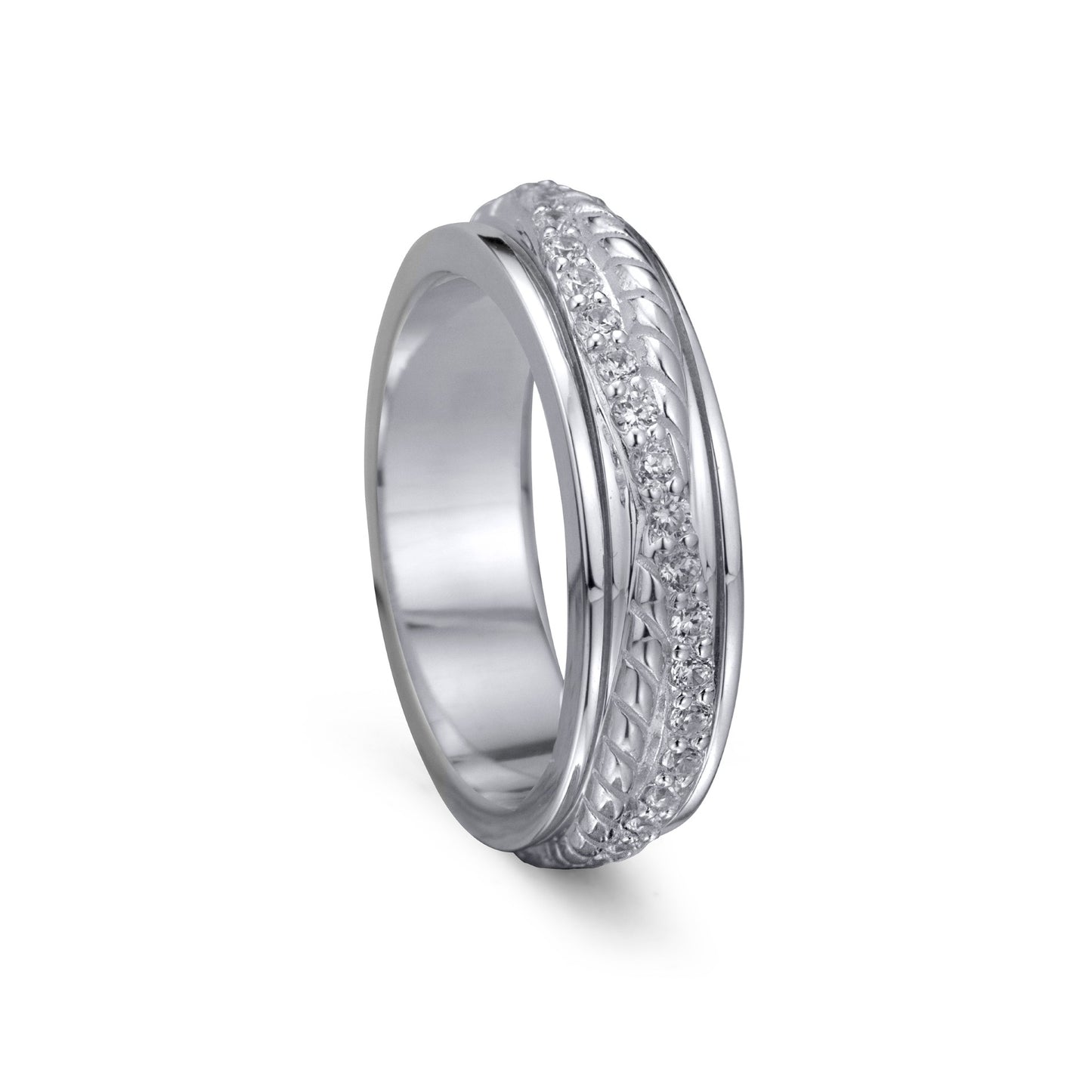 Feel Meditation Ring 13mm Sterling Silver - Textured Spinner
