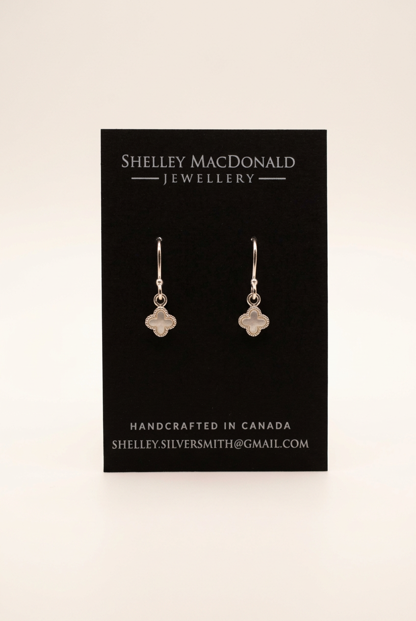 Small Clover Dangle Earrings with a cleaner background