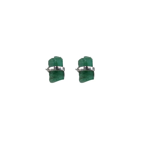 Boucles d'oreilles tour de cou émeraude brute
