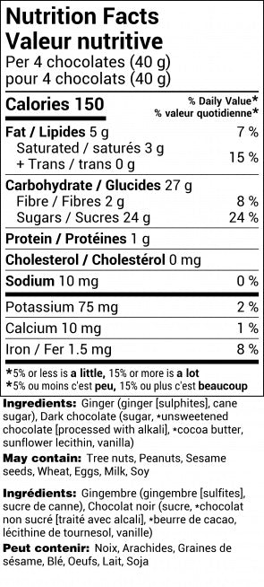Gingembre enrobé de chocolat noir