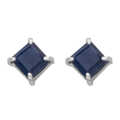 Blue Sapphire Vis Earrings 7mm Sterling Silver - Handmade Bali