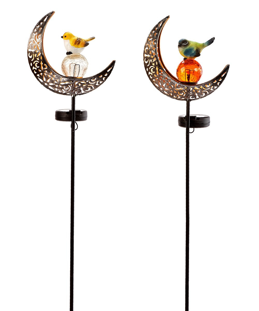Bird & Crackle Glass Solar Garden Stake