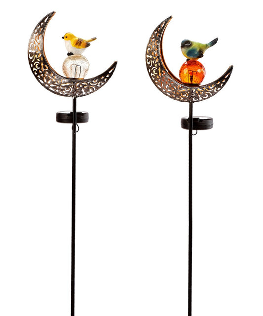 Bird & Crackle Glass Solar Garden Stake