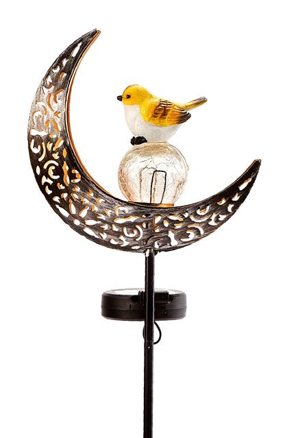 Bird & Crackle Glass Solar Garden Stake