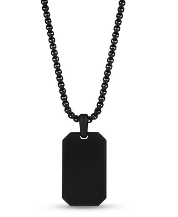 Beveled Edge Dog Tag - Black 22"