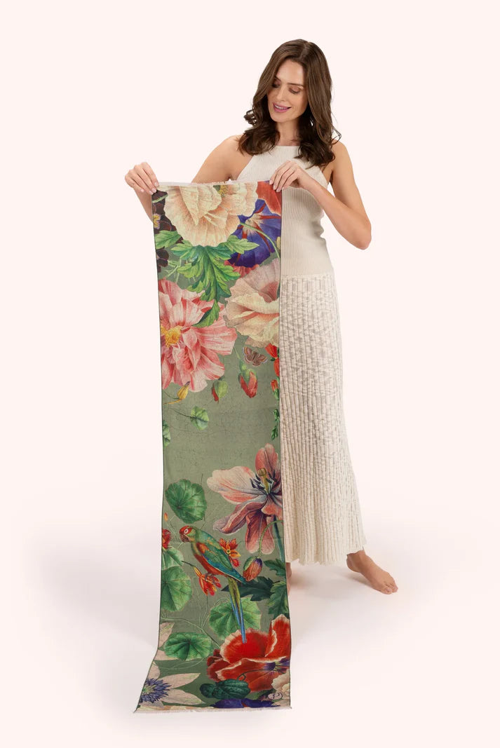 Lux Print Scarf Botanical Bouquet in Sage