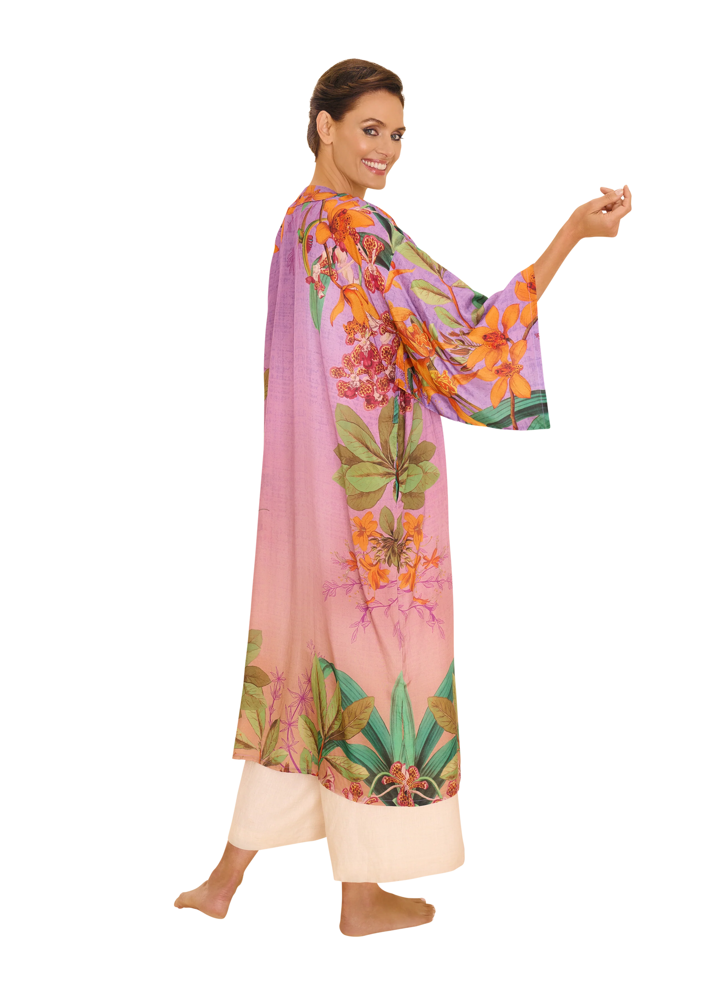 Botany Bliss Kimono Gown Lavender