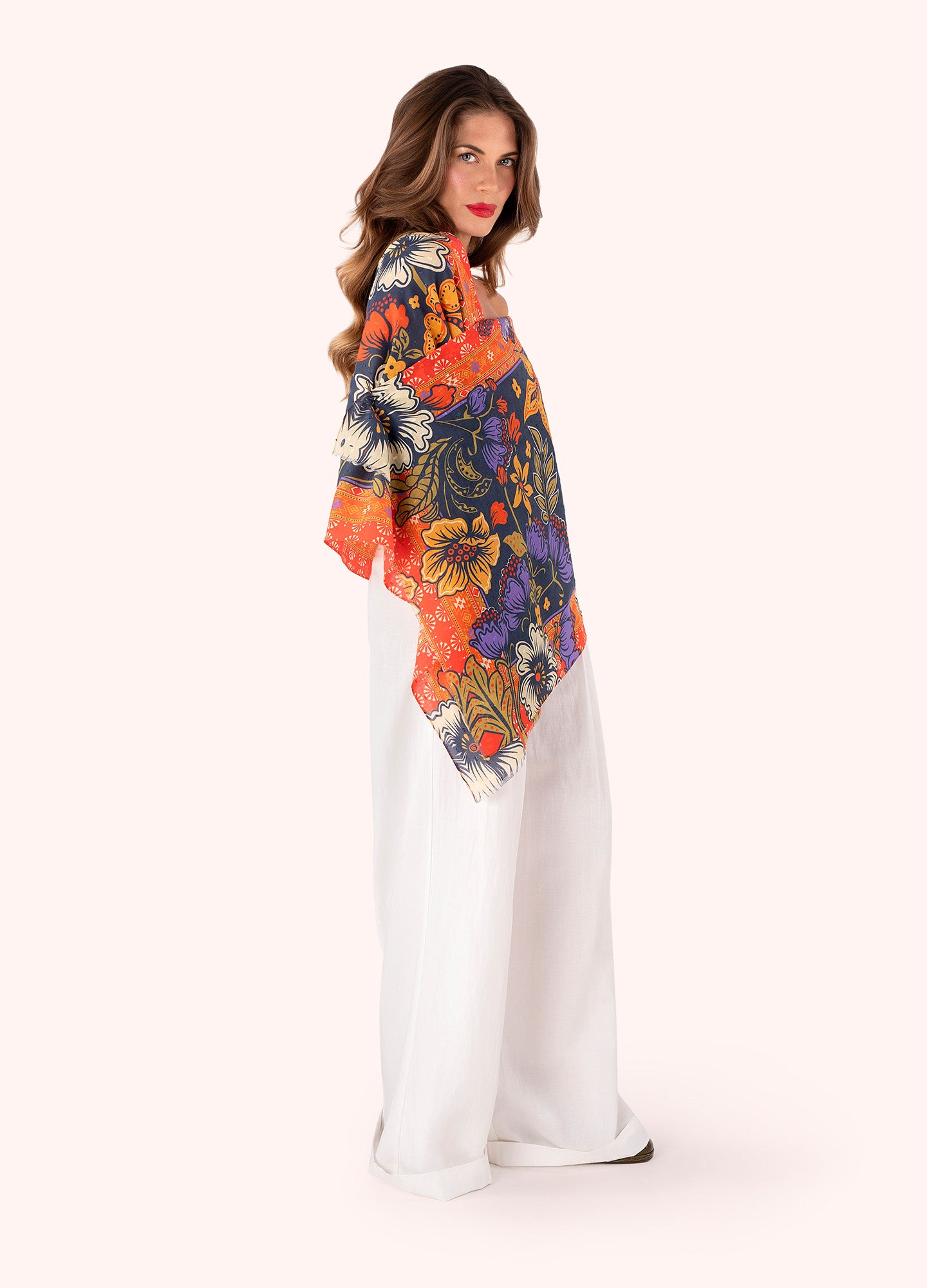 Cotton Scarf - Trailing Floral in Navy