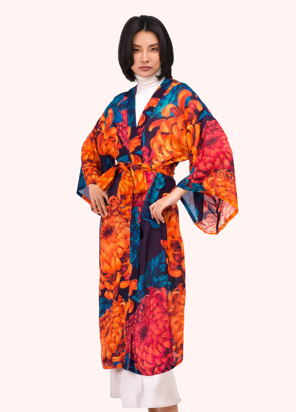 Chrysanthemum Long Kimono Gown