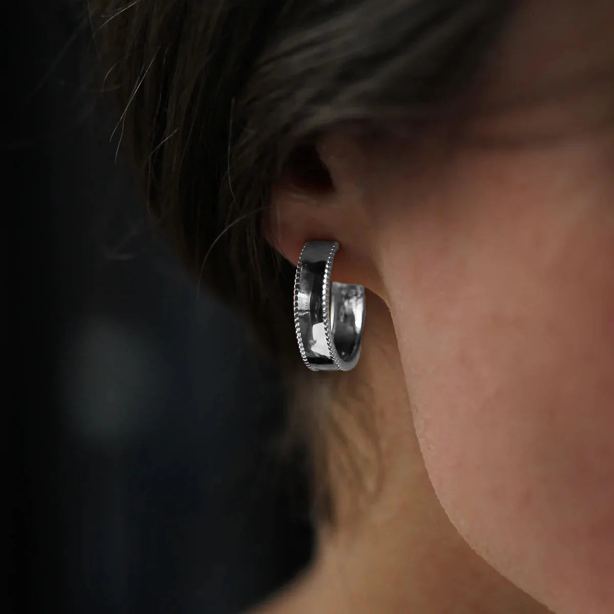 Cigar Hoop Earrings - Silver