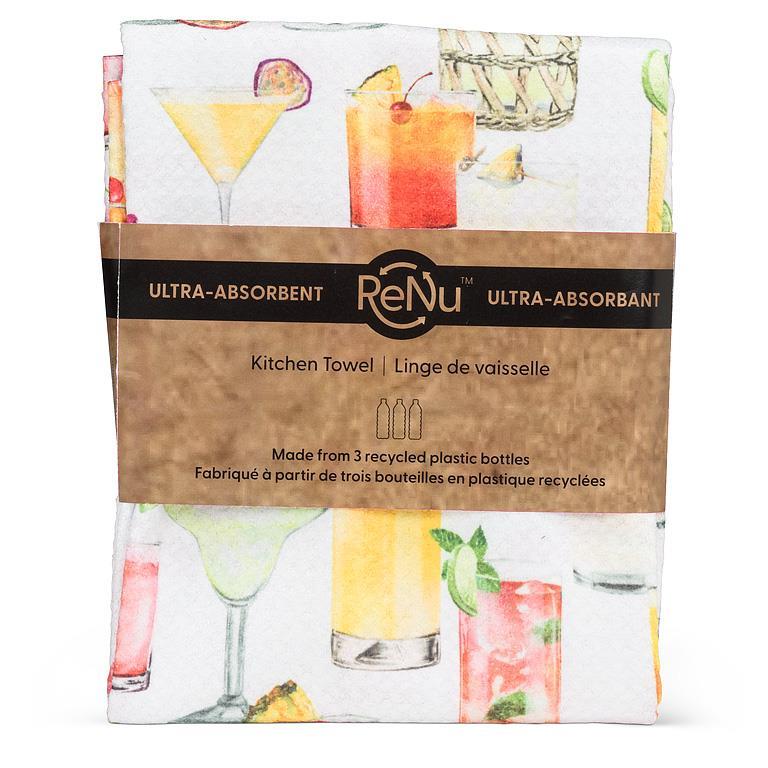 Cocktails Double Sided Kitchen Towel 17x29"L