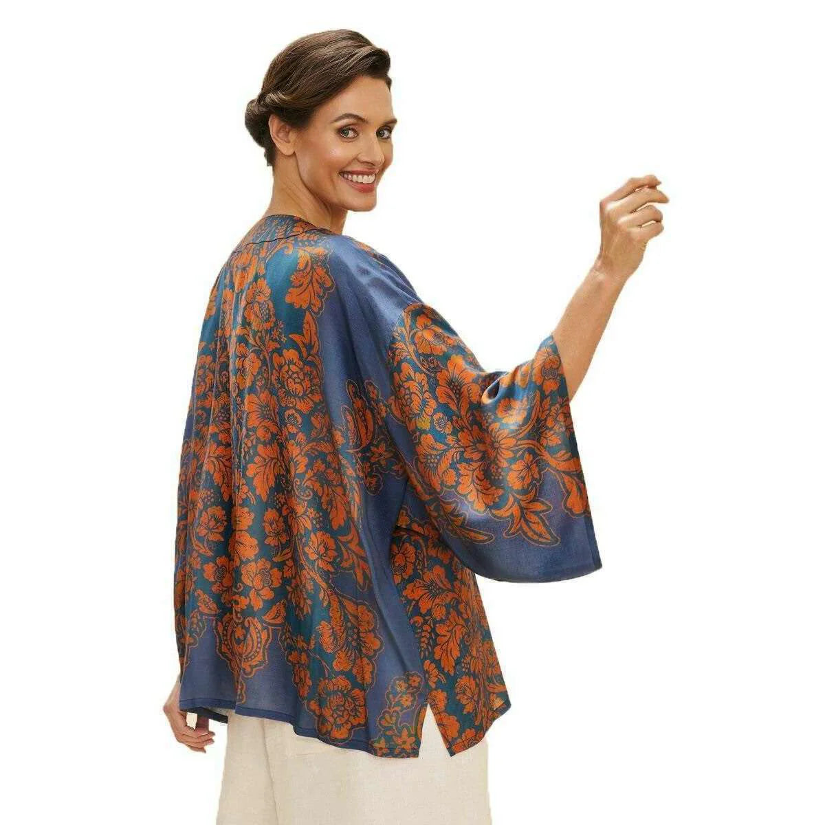Denim Tapestry Kimono Jacket