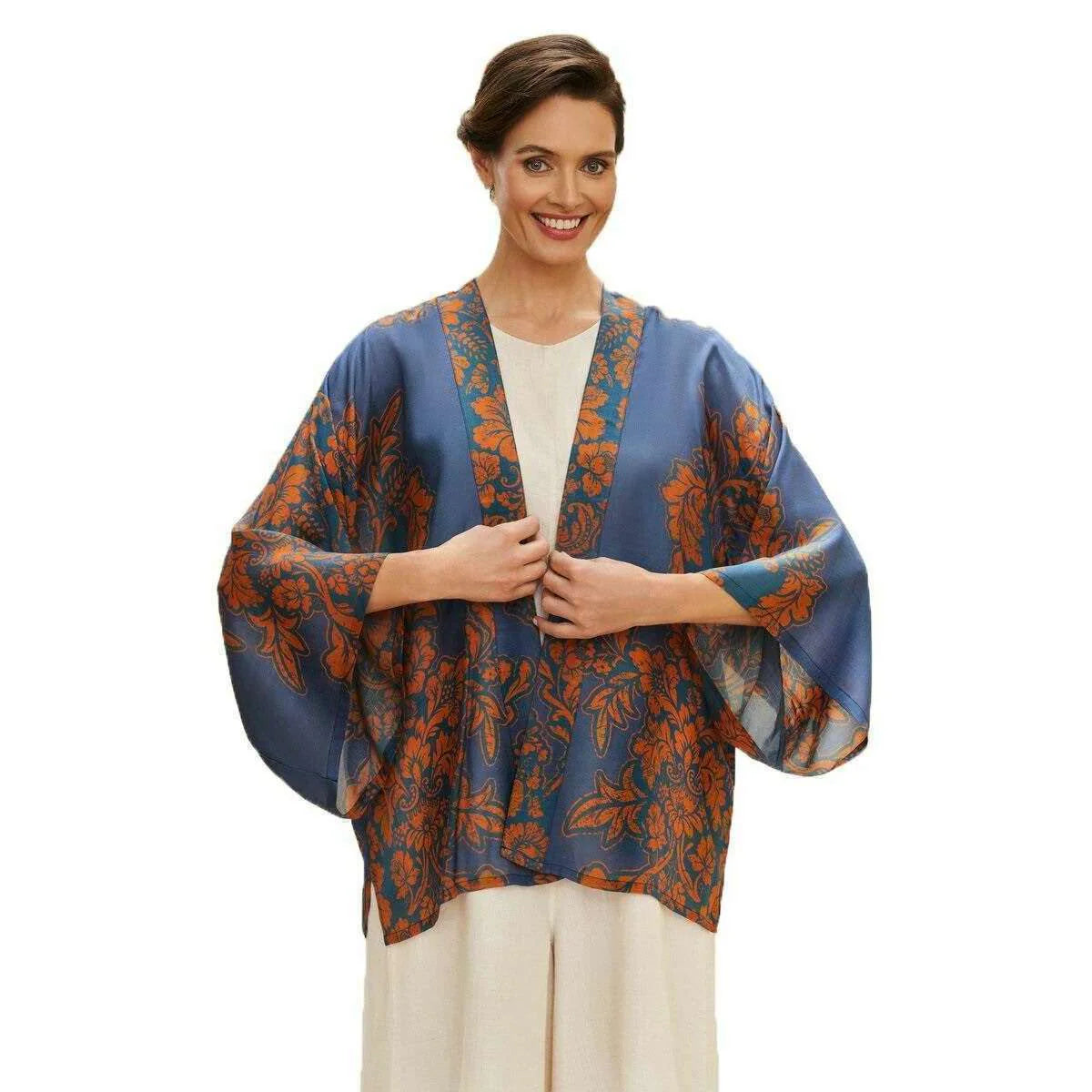 Denim Tapestry Kimono Jacket