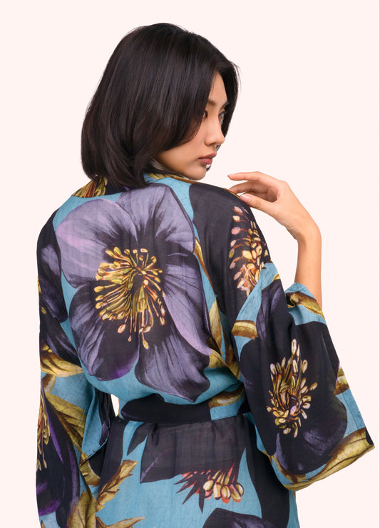 Hellebore Long Kimono Gown