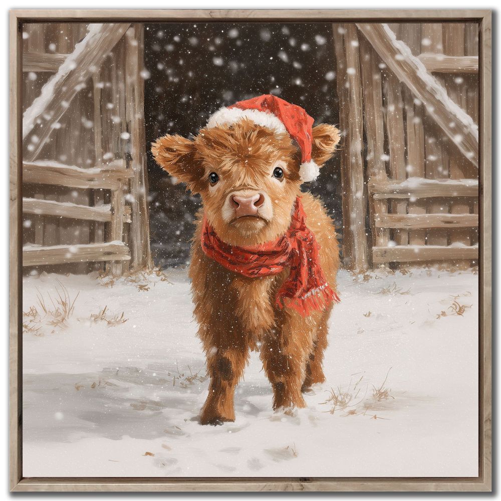 Highland Calf Santa Artwork