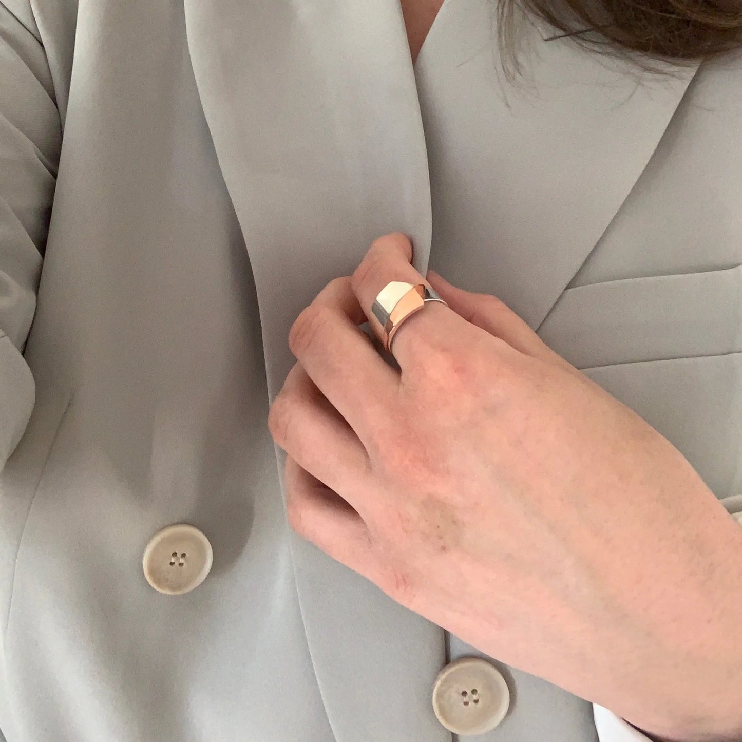 Asymmetrical Ring Adjustable Sterling Silver - Handmade Canada