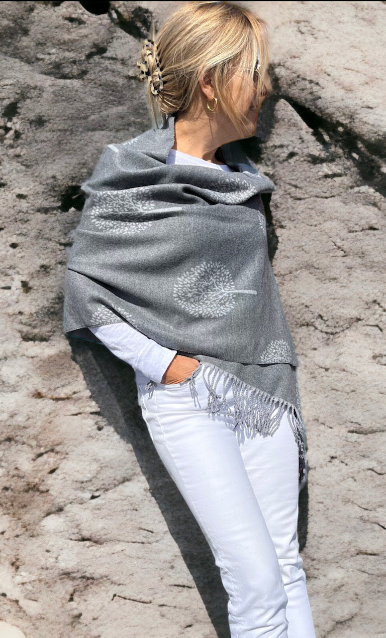 Reversible Scarf with Mulberry Design