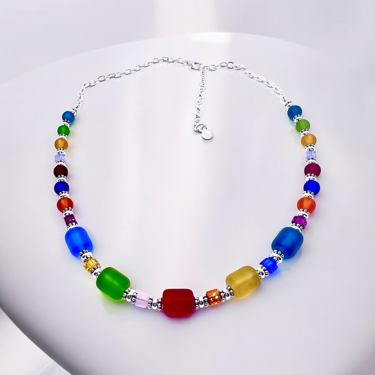 Jelly Bling Row Necklace Sterling Silver - Made in Canada