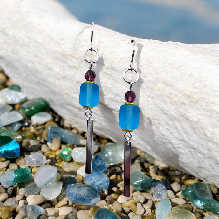 Jelly Bling Row Earrings Sterling Silver - Made in Canada