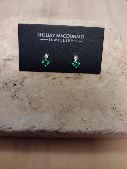 Lab Emerald Cascade Stud Earrings