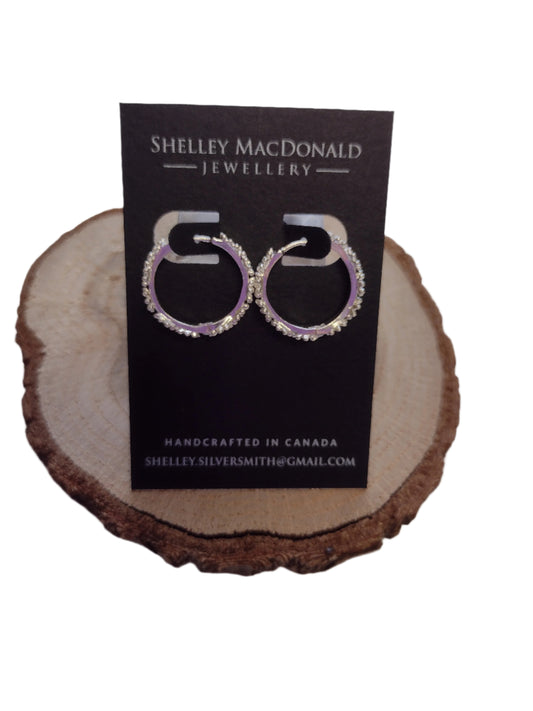 Large Flower Silver Hoops