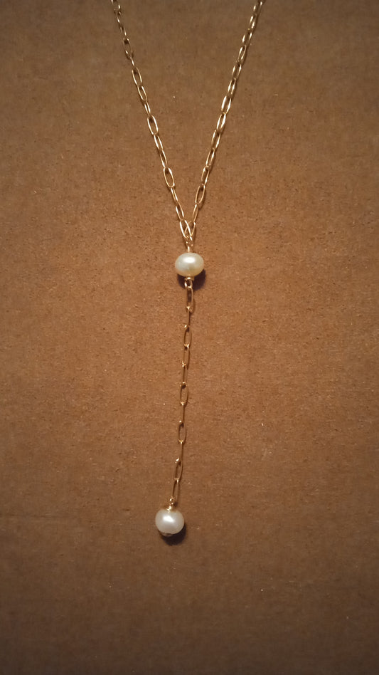 Lariat Chain with Pearls Gold Filled