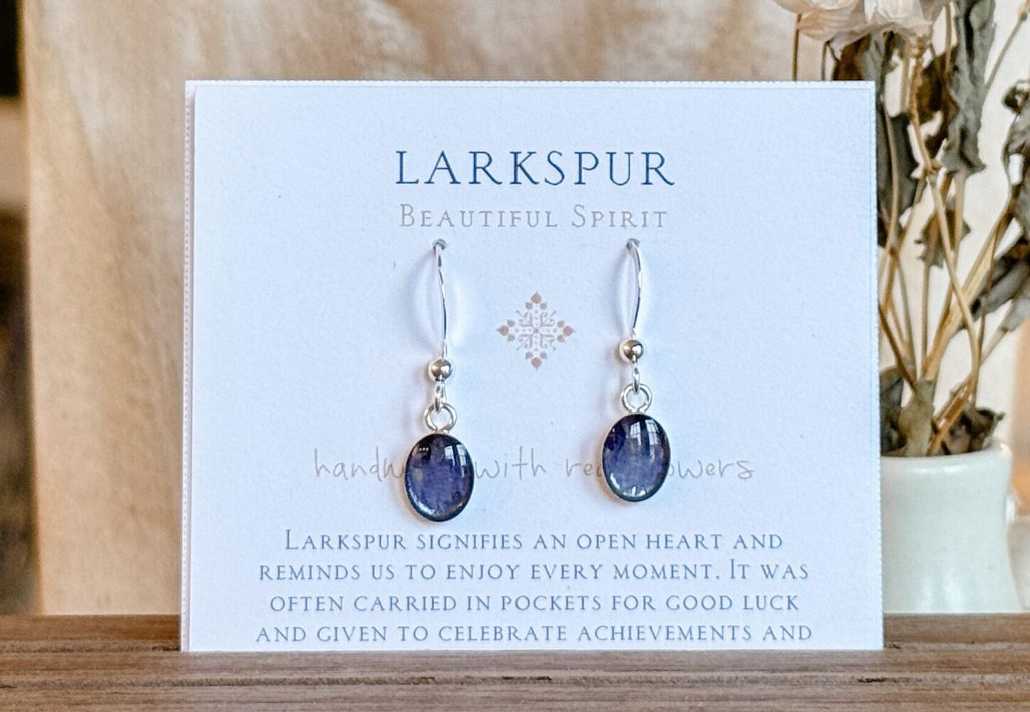 Larkspur Sterling Silver Oval Drop Earrings