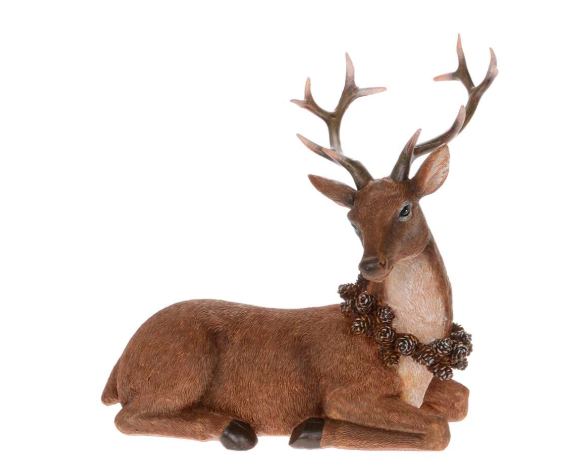 Laying Deer with Wreath