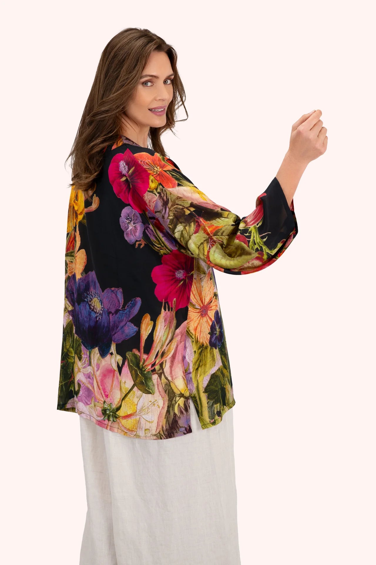 Mid Length Kimono Midnight Posy