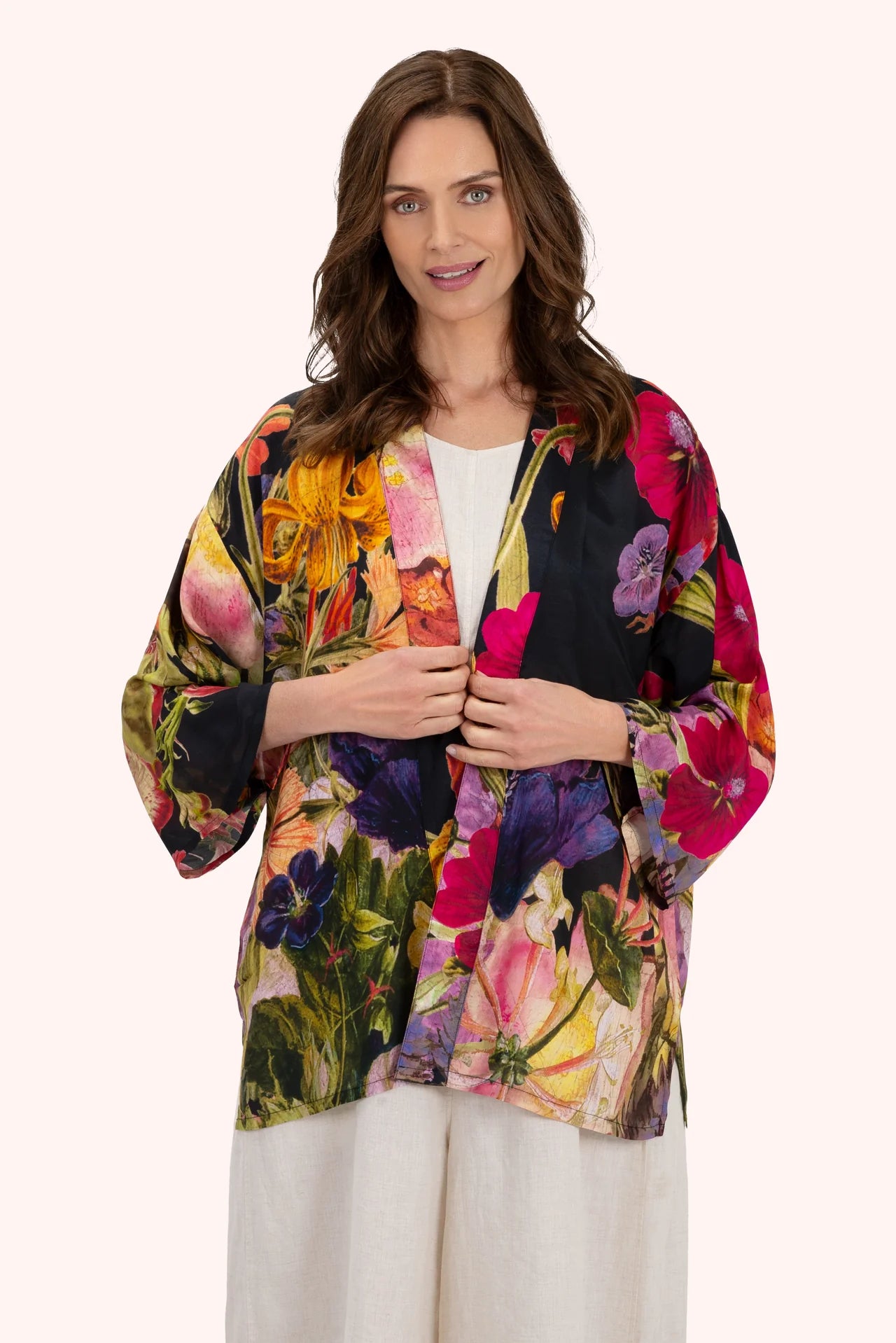 Mid Length Kimono Midnight Posy