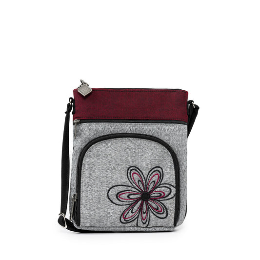 Grab and Go Pouch with Embroidered Flower