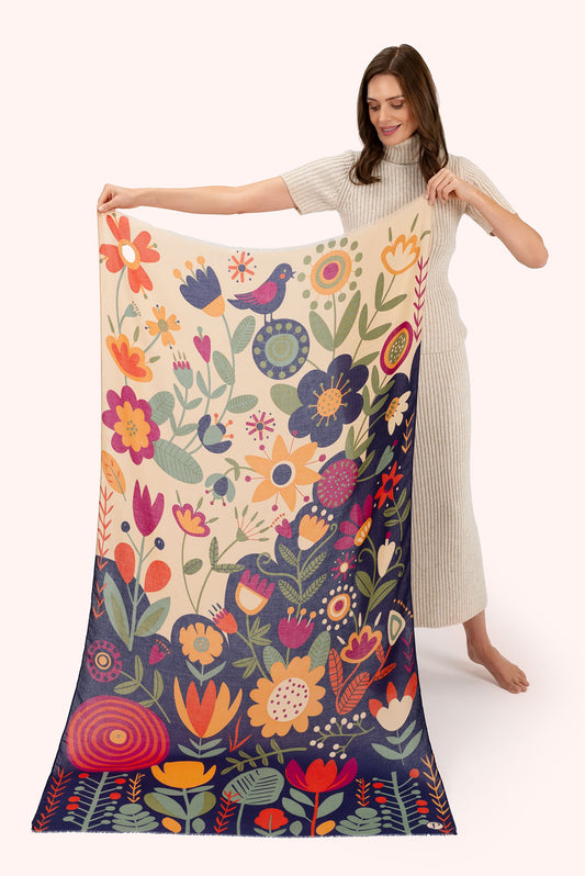Print Scarf - Scandi Two-tone Floral